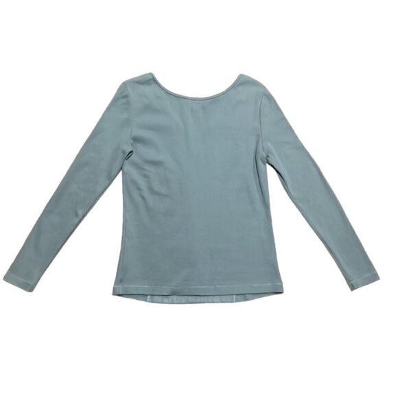 Sundance Womens Gray Long Sleeve V-Neck Top with Floral Embroidered Net Overlay - Picture 5 of 8